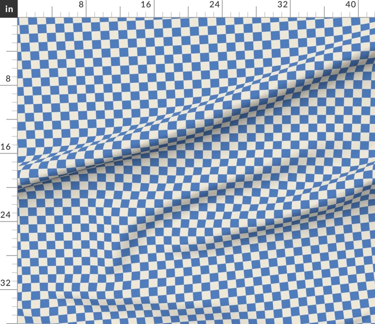 Minimal Cobalt Blue Retro Grid Checkerboard Custom Printed Fabric by Spoonflower Various Fabrics by the Yard or Fat Quarter